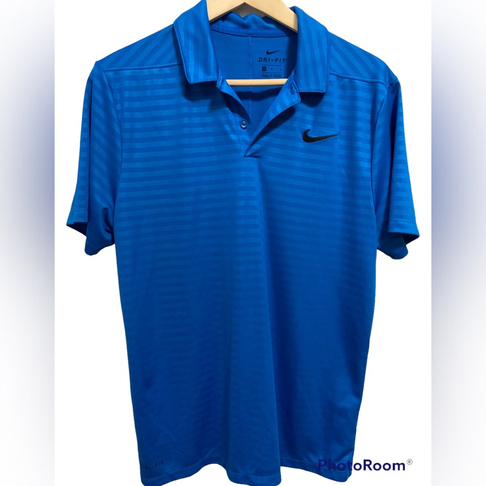 Men’s SS nike dri-fit blue polo size medium EUC!